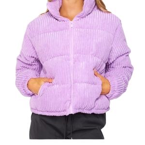 NWT Purple Corduroy Puffer Jacket size large